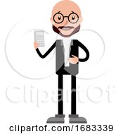 Cartoon Accountant Holding A Calculator Illustration