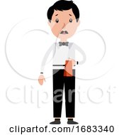 Cartoon Serious Waiter Illustration