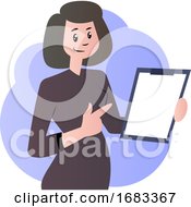 Poster, Art Print Of Cartoon Woman With Documents