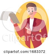 Poster, Art Print Of Cartoon Man Holding Documents