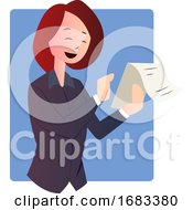 Cartoon Businesswoman Holding Documents