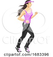 Woman Jogging Color Illustration