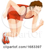 Man Sprinting Color Illustration
