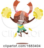 Illustration Of A Young Smiling Cheerleader Jumping And Cheering