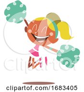 Poster, Art Print Of Blond Cheerleader Jumping And Cheering