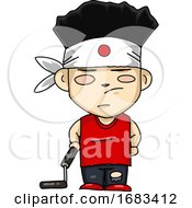 Poster, Art Print Of Japanese Boy With Nunchuck