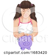 Poster, Art Print Of Girl Putting Money In A Piggy Bank