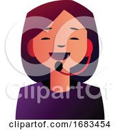 Customer Support Girl Talking On A Headphones