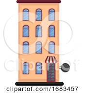 Cartoon Orange Building With Three Floors