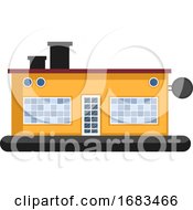 Poster, Art Print Of Cartoon Orange Building With Red Roof