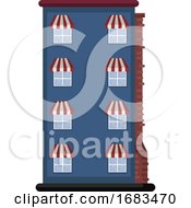 Cartoon Blue Building Vector