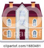 Cartoon Orange Building With Red Roof by Morphart Creations