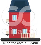 Cartoon Red Building