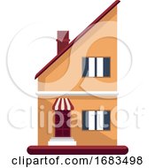 Cartoon Orange Building With Red Roof by Morphart Creations