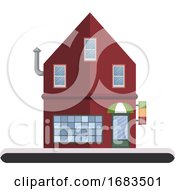 Poster, Art Print Of Simple Cartoon Red Building