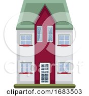 Poster, Art Print Of Cartoon Building With Green Roof
