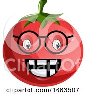 Cartoon Tomato Wearing Glasses