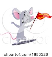 Poster, Art Print Of Cartoon Mouse Holding Flag
