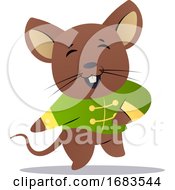 Poster, Art Print Of Cartoon Mouse In Green Chinese Suit
