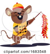 Poster, Art Print Of Cartoon Mouse In Yellow Chinese Suit