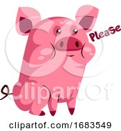 Poster, Art Print Of Cute Pink Piggy Saying Please