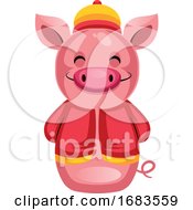 Poster, Art Print Of Pig In A Traditional Chinese Costume