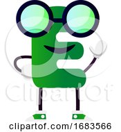 Poster, Art Print Of Green Letter E With Glasses