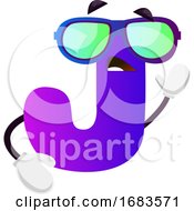 Poster, Art Print Of Purple Letter J With Sunglasses