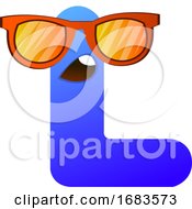 Poster, Art Print Of Blue Letter L With Sunglasses