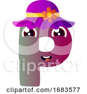 Poster, Art Print Of Purple Letter P With Purple Hat
