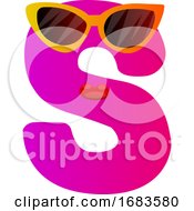 Poster, Art Print Of Pink Letter S With Sunglasses