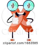 Orange Letter X With Glasses