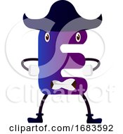 Poster, Art Print Of Purple Letter E With Black Hat