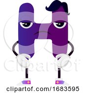 Poster, Art Print Of Purple Letter H With Black Hair