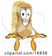 Scrub Brush Mascot Cartoon Character Sitting