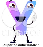 Poster, Art Print Of Cartoon Blue Letter Y