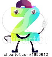 Poster, Art Print Of Green Cartoon Letter Z With Purple Hat