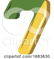 Poster, Art Print Of Number Seven In Green And Yellow