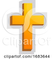 Poster, Art Print Of Yellow Christian Cross
