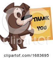 Brown Dog Holding A Thank You Sign