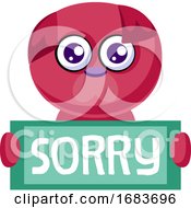 Deep Pink Puppy Holding Sorry Sign