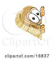 Scrub Brush Mascot Cartoon Character Peeking Around A Corner
