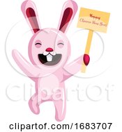 Poster, Art Print Of Bunny Holding A Sign Chinese New Year Illustration