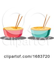 Poster, Art Print Of Two Bowls Full Of Food Ready For Chinese New Year Illustration