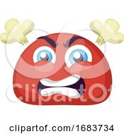 Poster, Art Print Of Furious Red Round Emoji Face Illustration