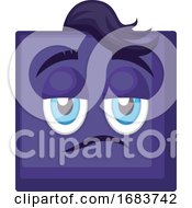 Poster, Art Print Of Sassy Blue Square Emoji Face With Hair Illustration