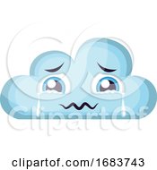 Crying Light Blue Cloud Emoji Illustration