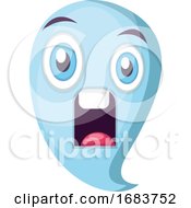 Poster, Art Print Of Scared Light Blue Ghost Emoji Illustration