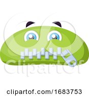 Green Monster Emoji With Zipped Mouth Illustration