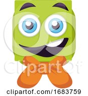 Green Square Emoji Face With Orange Bow Illustration by Morphart Creations